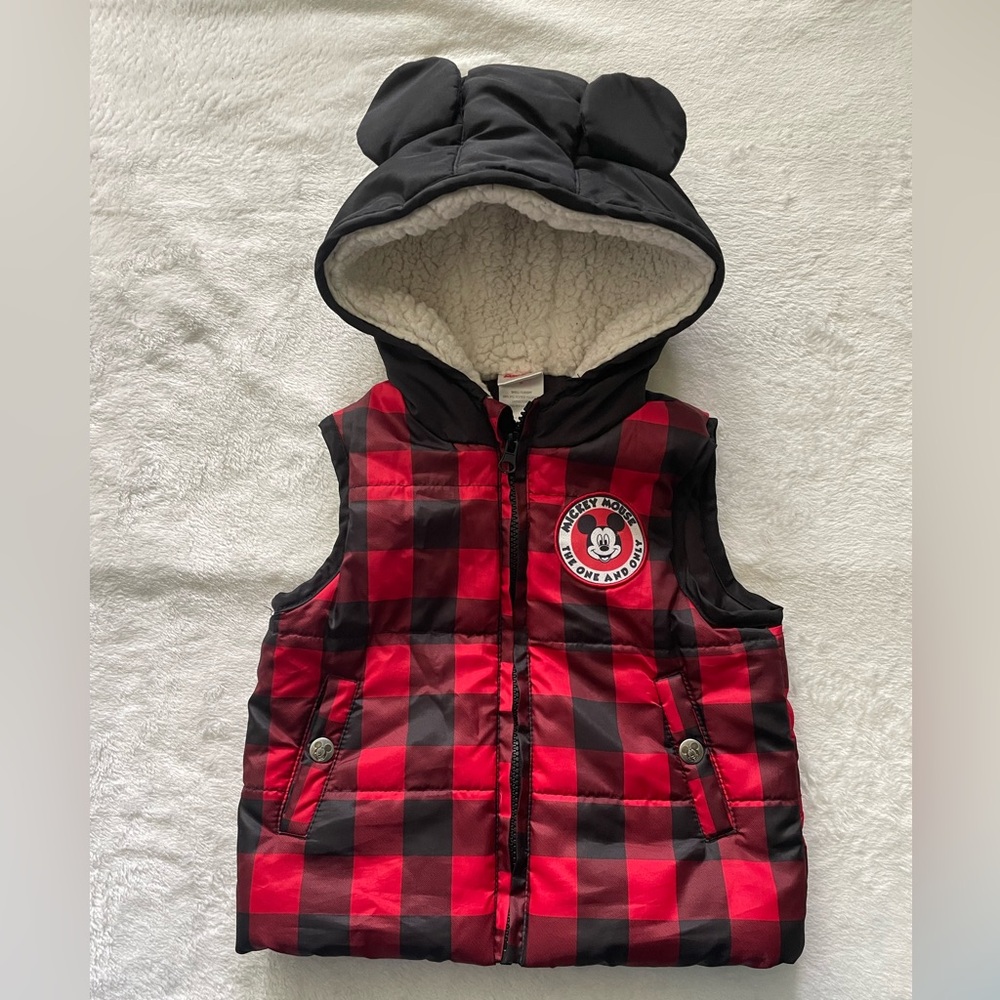 Disney Kids Mickey Mouse Red and Black Puffer Vest
